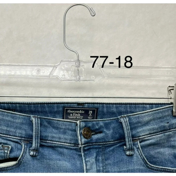 Abercrombie & Fitch Jeans Women's Sz 25 Blue Harper Ankle Cropped Raw Hem Denim - Picture 12 of 12